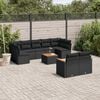vidaXL 10 Piece Garden Sofa Set with Cushions Black Poly Rattan