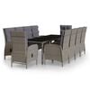 vidaXL 11 Piece Garden Dining Set Poly Rattan Grey
