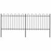 vidaXL Garden Fence with Hoop Top Steel 337x120 cm Black