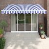 vidaXL Retractable Awning Blue and White 3x2.5 m Fabric and Aluminium