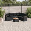 vidaXL 7 Piece Garden Sofa Set with Cushions Black Poly Rattan