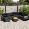 vidaXL 9 Piece Garden Sofa Set with Cushions Black Poly Rattan