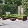 vidaXL 8 Piece Garden Lounge Set with Cushions Poly Rattan Brown