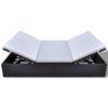 vidaXL Double Sun Lounger with Cushion Poly Rattan Brown