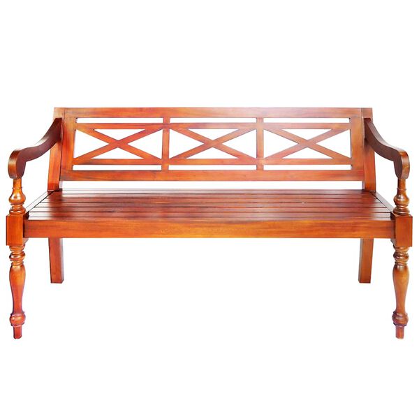 vidaXL Batavia Bench 136 cm Solid Mahogany Wood Dark Brown