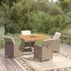 vidaXL 5 Piece Garden Dining Set with Cushions Poly Rattan Beige
