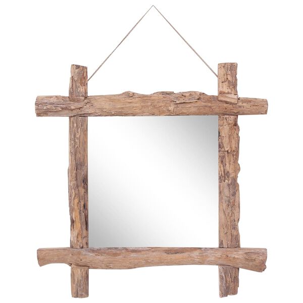 vidaXL Log Mirror Natural 70x70 cm Recycled Teak Wood