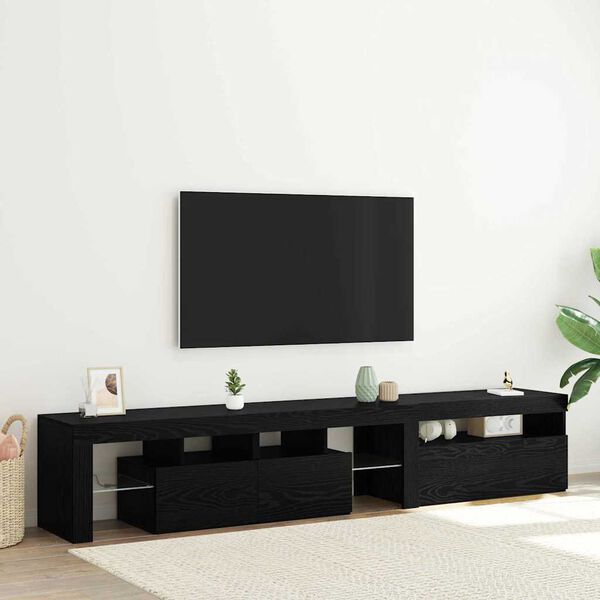 vidaXL TV Cabinet 2 pcs Black Oak 215 x 36.5 x 40 cm Engineered Wood