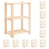 vidaXL 3-Tier Storage Racks 10 pcs 60x38x90 cm Solid Pinewood 150 kg