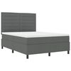 vidaXL Box Spring Bed Dark Grey and White 137 x 190 cm Fabric