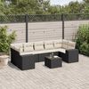 vidaXL 8 Piece Garden Sofa Set with Cushions Black Poly Rattan