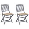 vidaXL Folding Outdoor Chairs 2 pcs with Cushions Solid Acacia Wood