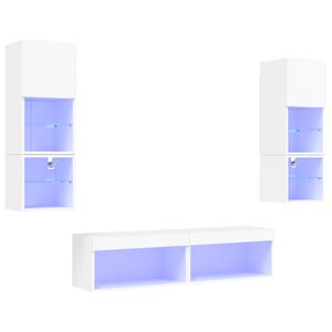 vidaXL 6 Piece TV Wall Units with LED White Engineered Wood