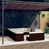 vidaXL 12 Piece Garden Lounge Set with Cushions Brown Poly Rattan