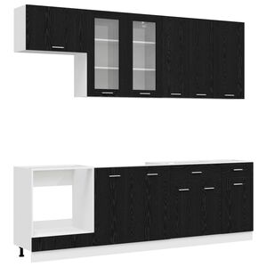 vidaXL Kitchen Unit LYON 8 pcs Black Oak Engineered Wood