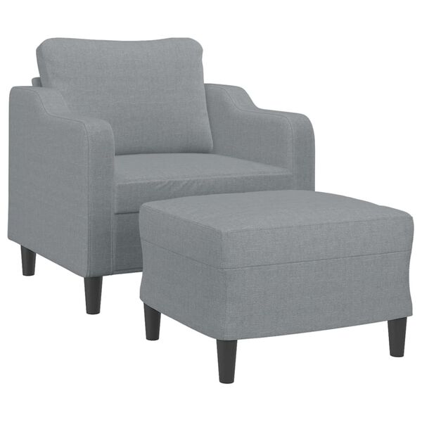 vidaXL Sofa Chair with Footstool Light Grey 60 cm Fabric