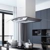 vidaXL Island Range Hood 90 cm LCD Display Touch Sensor 756 m&sup3;/h LED