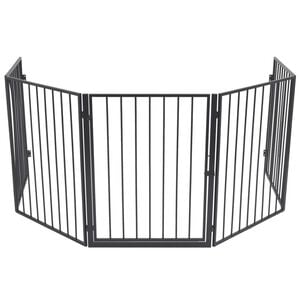 vidaXL Fireplace Fence for Pets Black Steel