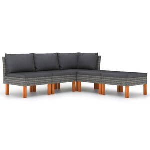 vidaXL 5 Piece Garden Lounge Set with Cushions Poly Rattan Grey