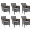 vidaXL 7 Piece Garden Dining Set with Cushions Poly Rattan Grey