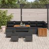 vidaXL Garden Sofa Set with Cushion 12 pcs Black Poly Rattan