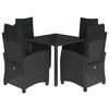 vidaXL 5 Piece Garden Dining Set with Cushions Black Poly Rattan