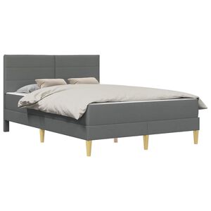 vidaXL Bed Frame with Mattress Dark Grey 137 x 190 cm Fabric