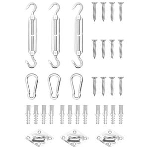 vidaXL 9 Piece Sunshade Sail Accessory Set Stainless Steel