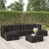 vidaXL 6 Piece Garden Lounge Set with Cushions Black Poly Rattan