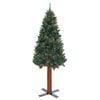 vidaXL Slim Pre-lit Christmas Tree with Real Wood&Cones Green 150 cm