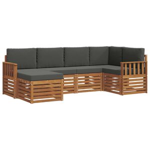 vidaXL Outdoor Sofa Set 6 pcs Natural and Anthracite Polyester