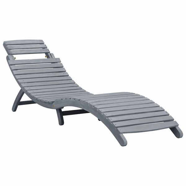 vidaXL Sun Lounger with Cushion Grey Solid Acacia Wood