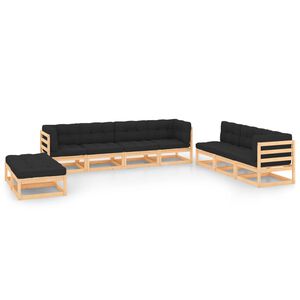 vidaXL 9 Piece Garden Lounge Set with Cushions Solid Wood Pine