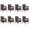 vidaXL 9 Piece Garden Dining Set Brown