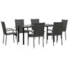 vidaXL 7 Piece Garden Dining Set Grey Poly Rattan