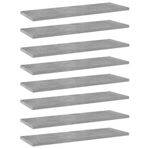 vidaXL Bookshelf Boards 8 pcs Concrete Grey 60x20x1.5 cm Engineered Wood