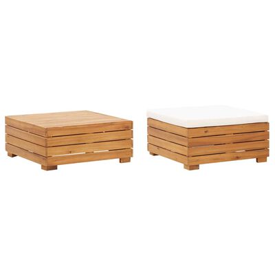 vidaXL Garden Table and Footrest Set with Cushion Solid Acacia Wood