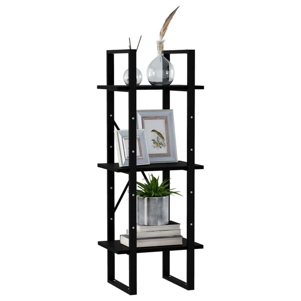 vidaXL 3-Tier Book Cabinet Black 40x30x105 cm Solid Pinewood