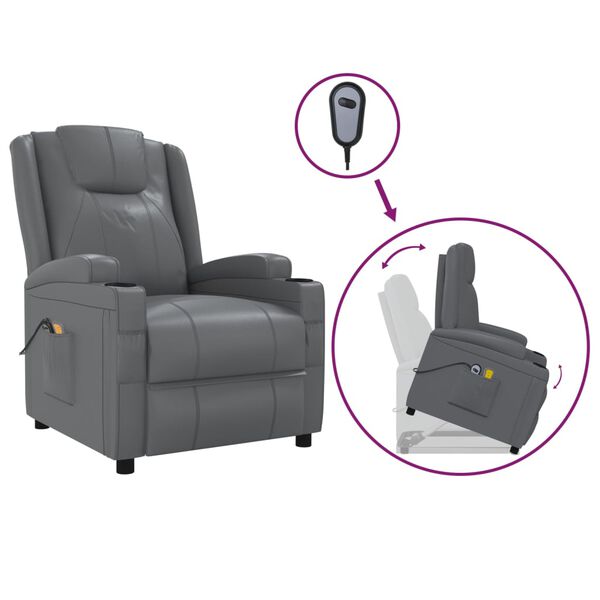 vidaXL Stand up Massage Chair Anthracite Faux Leather