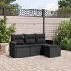 vidaXL 4 Piece Garden Sofa Set with Cushions Black Poly Rattan