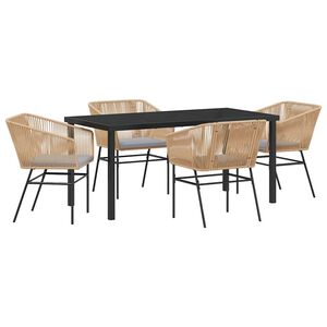 vidaXL Garden Dining Set 5 pcs Brown Powder-Coated Steel