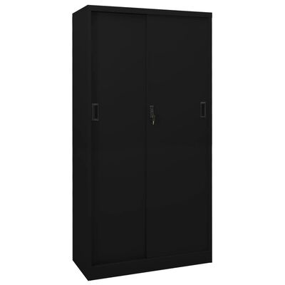 vidaXL Office Cabinet with Sliding Door Black 90x40x180 cm Steel