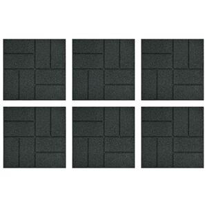 vidaXL Stepping Stone 6 pcs Black 40.5 x 40.5 x 2 cm Rubber