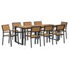 vidaXL Garden Dining Set 9 pcs Black Solid Acacia Wood