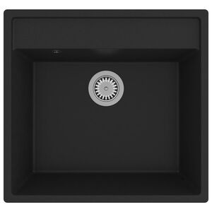 vidaXL Kitchen Sink with Overflow Hole Black Granite