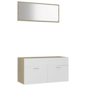 vidaXL 2 Piece Bathroom Furniture Set White and Sonoma Oak Engineered Wood