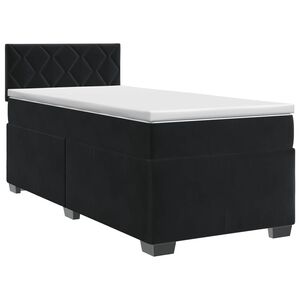 vidaXL Box Spring Bed with Mattress Black 107 x 203 cm Velvet
