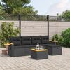 vidaXL 5 Piece Garden Sofa Set with Cushions Black Poly Rattan