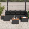 vidaXL Garden Sofa Set with Cushion 7 pcs Black Poly Rattan