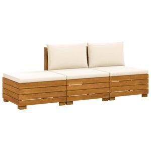 vidaXL 3 pcs Outdoor Sofa Set Solid Acacia Wood Brown